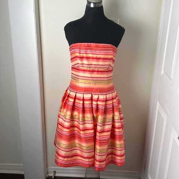 Talbots Stripes Fit Flare Strapless Tube Dress Size 6 - Picture 2 of 7